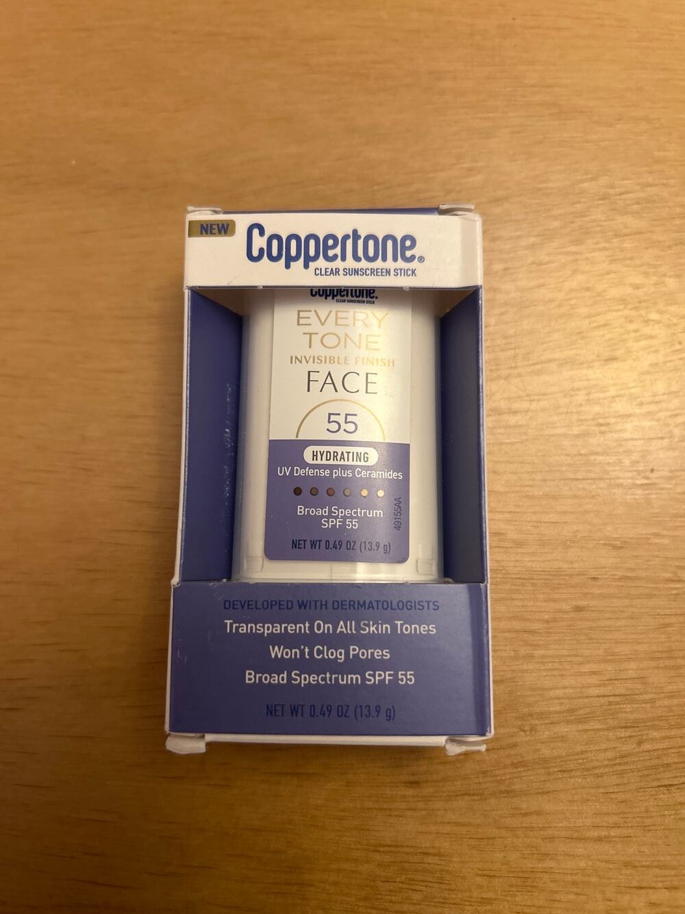 New Coppertone Every Tone Invisible Finish Face Sunscreen Stick SPF 55 Exp 03/27